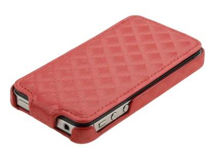 Synthetic Leather 3D Design Flip Case for iPhone 4S/4 - Red