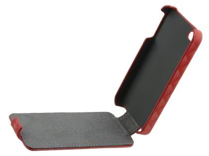 Synthetic Leather 3D Design Flip Case for iPhone 4S/4 - Red