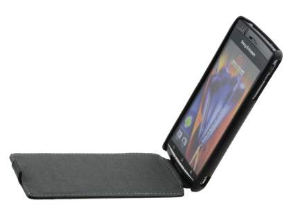 Slim Synthetic Leather Flip Case for Sony Ericsson XPERIA Arc/Arc S - Classic Black