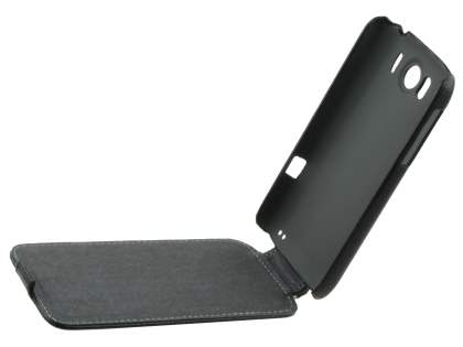 HTC Sensation XL Slim Synthetic Leather Flip Case - Classic Black
