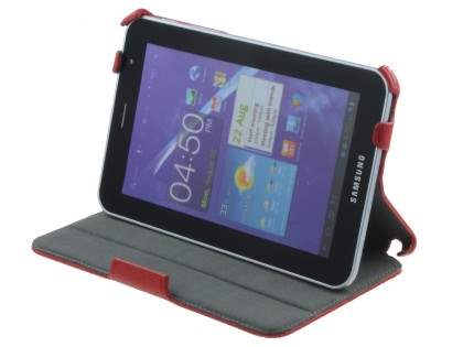 Synthetic Leather Flip Case with Dual-Angle Stand for Samsung Galaxy Tab 7.0 Plus - Red