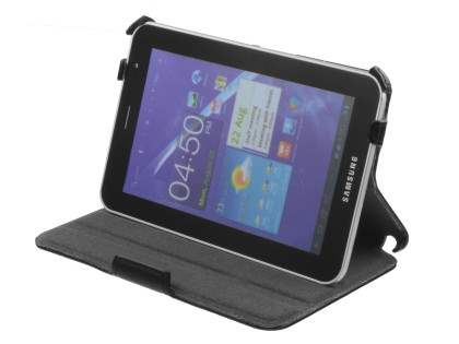 Synthetic Leather Flip Case with Dual-Angle Stand for Samsung Galaxy Tab 7.0 Plus - Classic Black Leather Flip Case