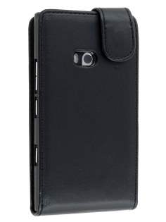 Synthetic Leather Flip Case for Nokia Lumia 900 - Black Leather Flip Case