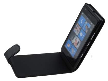 Synthetic Leather Flip Case for Nokia Lumia 900 - Black