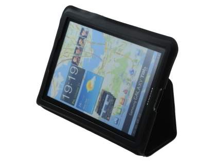 Ultra-Slim Synthetic Leather Case for Samsung Galaxy Tab 7.7 P6800 - Black Leather Flip Case