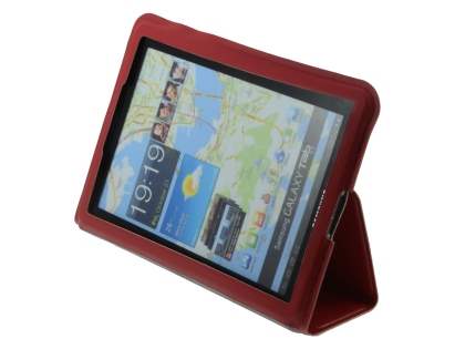 Ultra-Slim Synthetic Leather Case for Samsung Galaxy Tab 7.7 P6800 - Red Leather Flip Case
