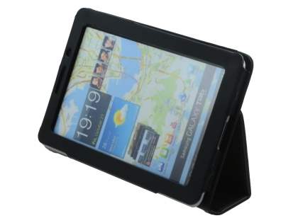 Synthetic Leather Flip Case with Fold-Back Stand for Samsung Galaxy Tab 7.7 P6800 - Classic Black