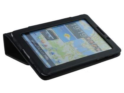 Synthetic Leather Flip Case with Fold-Back Stand for Samsung Galaxy Tab 7.7 P6800 - Classic Black