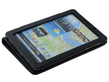 Synthetic Leather Flip Case with Fold-Back Stand for Samsung Galaxy Tab 7.7 P6800 - Classic Black