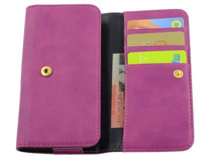 HTC One X / XL / X+ Synthetic Leather Phone Wallet - Plum