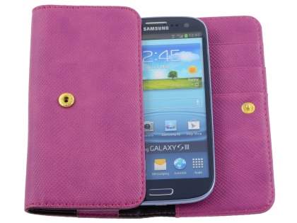 HTC One X / XL / X+ Synthetic Leather Phone Wallet - Plum