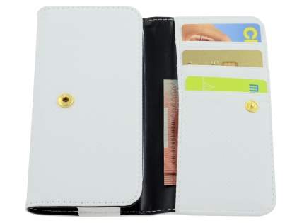 HTC One X / XL / X+ Synthetic Leather Phone Wallet - Pearl White