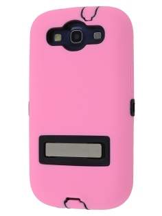Defender Case with Stand for Samsung I9300 Galaxy S3 - Baby Pink/Black