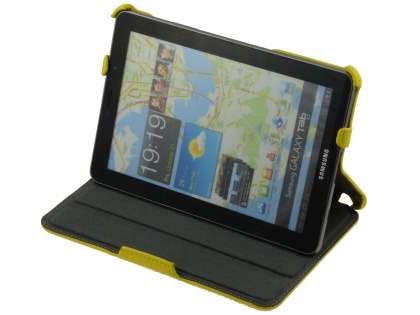 Premium Samsung Galaxy Tab 7.7 P6800 Slim Synthetic Leather Flip Case with Dual-Angle Tilt Stand - Canary Yellow