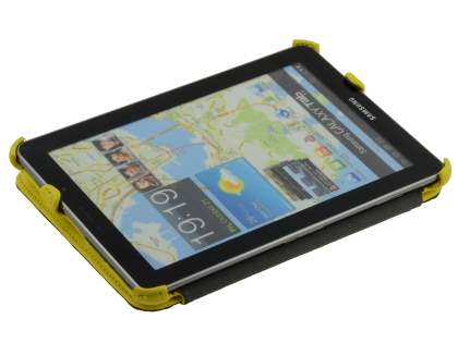 Premium Samsung Galaxy Tab 7.7 P6800 Slim Synthetic Leather Flip Case with Dual-Angle Tilt Stand - Canary Yellow