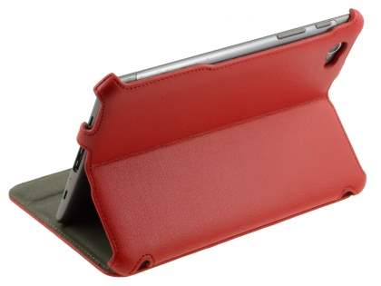 Premium Samsung Galaxy Tab 7.7 P6800 Slim Synthetic Leather Flip Case with Dual-Angle Tilt Stand - Red Leather Flip Case