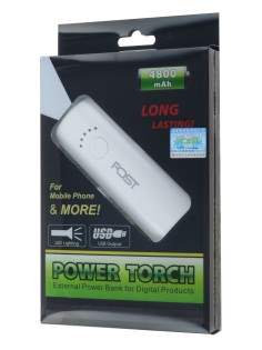 FOST PowerTorch Portable Battery Charger - White