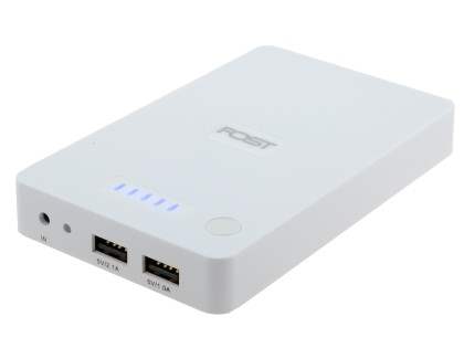 FOST 10000 mAh PowerBank Portable Battery Charger - White