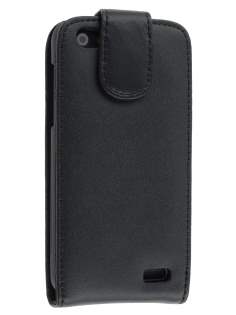 Genuine Leather Flip Case for HTC One V - Black Genuine Leather Flip Case for HTC One V - Black