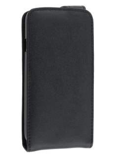 Genuine Leather Flip Case for HTC One S - Black
