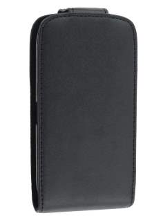 Genuine Leather Flip Case for BlackBerry Torch 9860 - Black