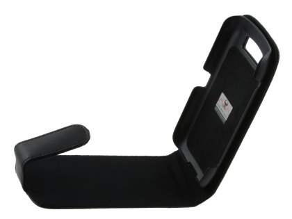 Genuine Leather Flip Case for BlackBerry Torch 9860 - Black