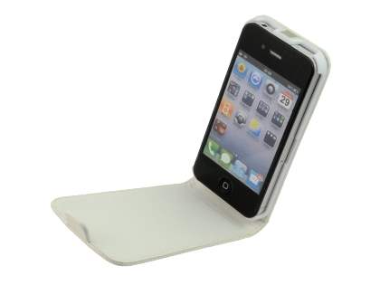 Synthetic Leather Flip Case for iPhone 4S/4 - White