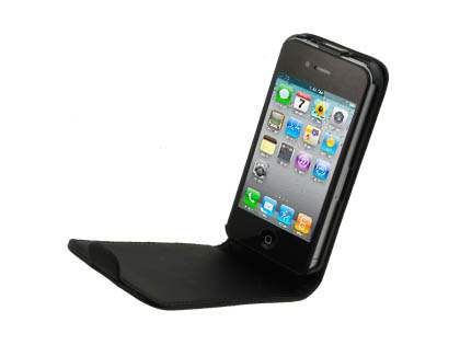 Synthetic Leather Flip Case for iPhone 4S/4 - Black