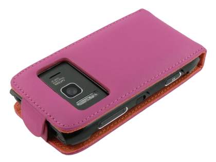 Nokia N8 Genuine Leather Flip Case - Pink