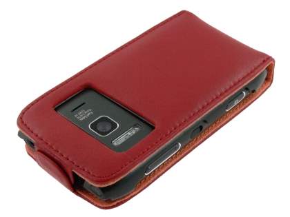 Genuine Leather Flip Case for Nokia N8 - Red