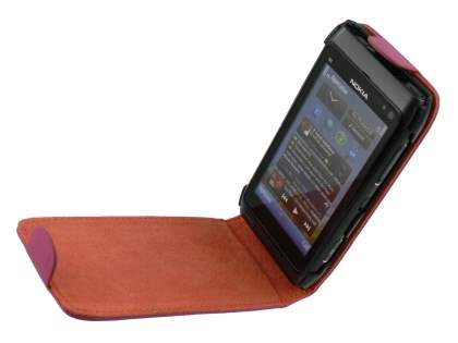Nokia N8 Genuine Leather Flip Case - Pink