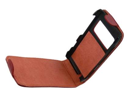 Genuine Leather Flip Case for Nokia N8 - Red