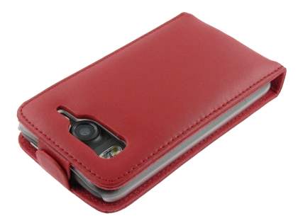 HTC Desire HD Genuine Leather Flip Case - Red