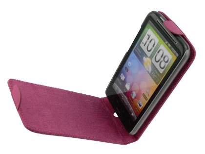 Genuine Leather Flip Case for HTC Desire HD - Pink