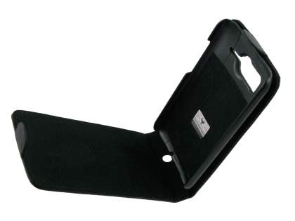 Genuine Leather Flip Case for HTC Desire HD - Black