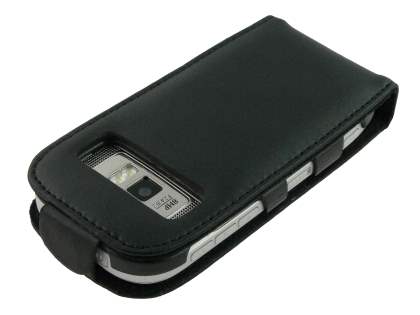 Genuine Leather Flip Case for Nokia C7 - Black