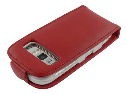Genuine Leather Flip Case for Nokia C7 - Red