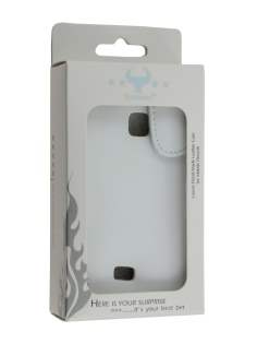 Samsung S5570 Galaxy Mini Genuine Leather Flip Case - White