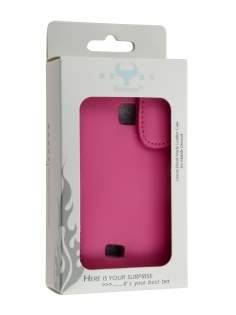 Samsung S5570 Galaxy Mini Genuine Leather Flip Case - Pink