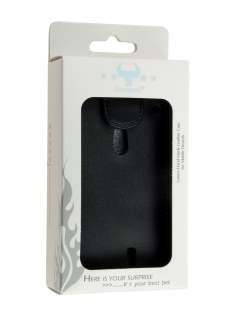 Genuine Leather Flip Case for Sony Ericsson XPERIA Neo - Classic Black