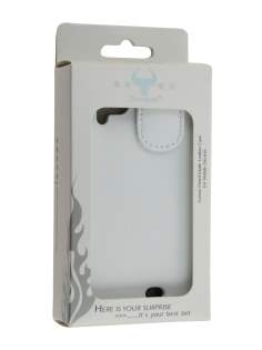 Genuine Leather Flip Case for HTC Sensation - White