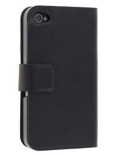 iPhone 4/4S Slim Genuine Leather Portfolio Case - Classic Black