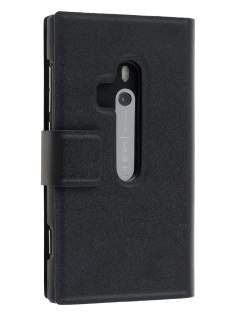 Slim Genuine Leather Portfolio Case for Nokia Lumia 800 - Classic Black Leather Wallet Case