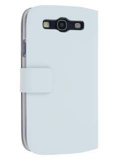 Slim Genuine Leather Portfolio Case for Samsung I9300 Galaxy S3 - White Leather Wallet Case