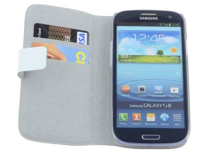 Slim Genuine Leather Portfolio Case for Samsung I9300 Galaxy S3 - White