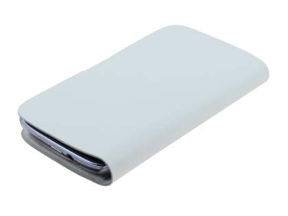 Slim Genuine Leather Portfolio Case for Samsung I9300 Galaxy S3 - White
