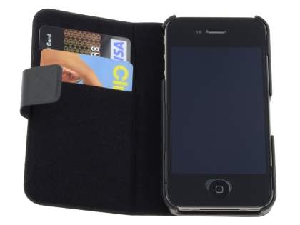 iPhone 4/4S Slim Genuine Leather Portfolio Case - Classic Black