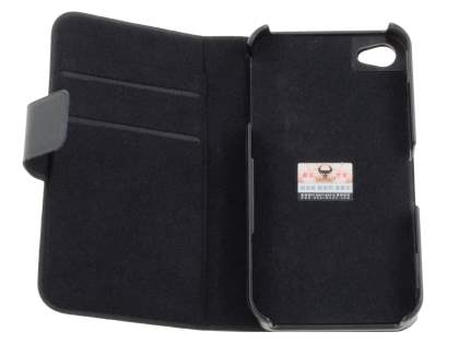 iPhone 4/4S Slim Genuine Leather Portfolio Case - Classic Black