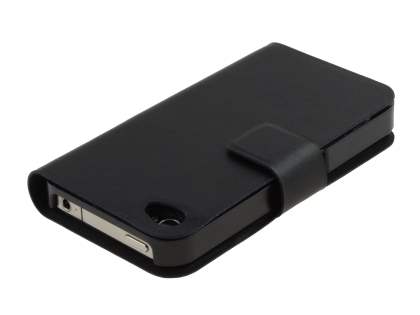 iPhone 4/4S Slim Genuine Leather Portfolio Case - Classic Black