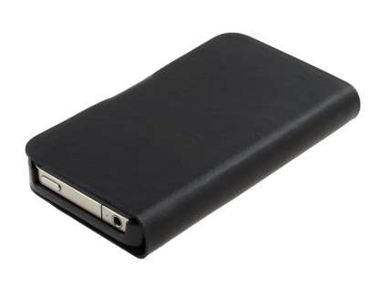 iPhone 4/4S Slim Genuine Leather Portfolio Case - Classic Black